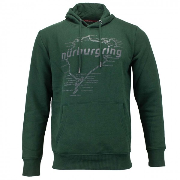 Nürburgring Felpa con cappuccio Racetrack verde