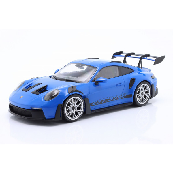 Porsche 911 (992) GT3 RS 2023 azul / plata decorativo 1/18