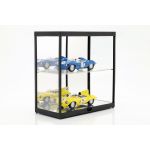 Double display case with LED lighting and mirror for 1/18 scale model cars black